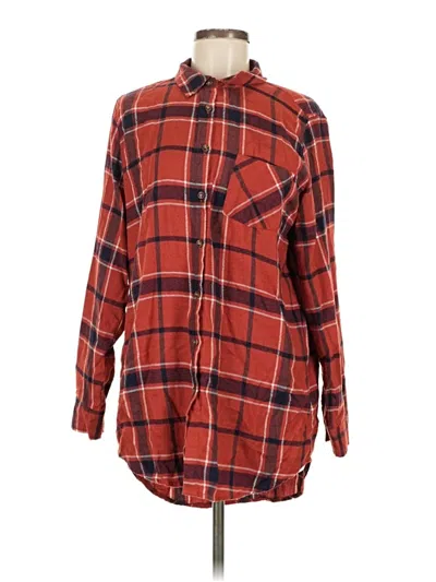 Pre-owned Hippie Rose Long Sleeve Button Down Shirt In Red