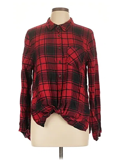 Pre-owned Hippie Rose Long Sleeve Button Down Shirt In Red