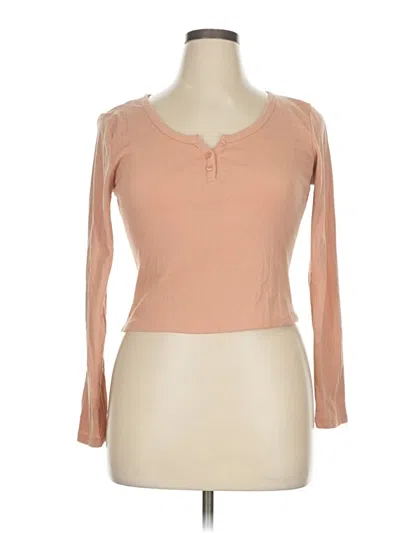 Pre-owned Hippie Rose Long Sleeve Henley Shirt In Brown