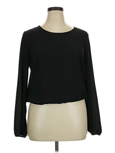 Pre-owned Hippie Rose Long Sleeve Top Black Boatneck Tops