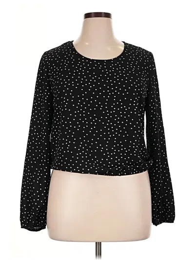 Pre-owned Hippie Rose Long Sleeve Top Black Crew Neck Tops