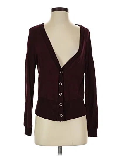 Pre-owned Hippie Rose Long Sleeve Top Burgundy Plunge Neckline Tops