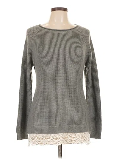 Pre-owned Hippie Rose Long Sleeve Top Gray Boatneck Tops