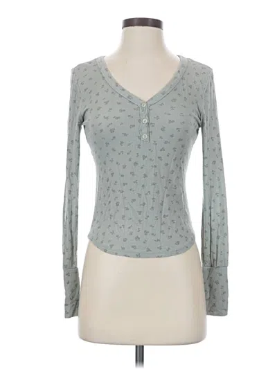 Pre-owned Hippie Rose Long Sleeve Top Gray Sweetheart Neckline Tops