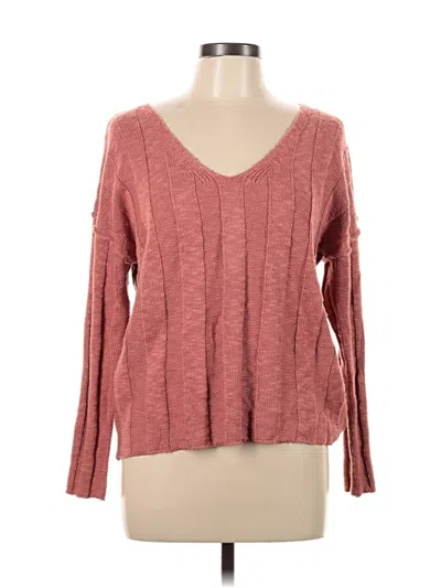 Pre-owned Hippie Rose Long Sleeve Top Pink V Neck Tops