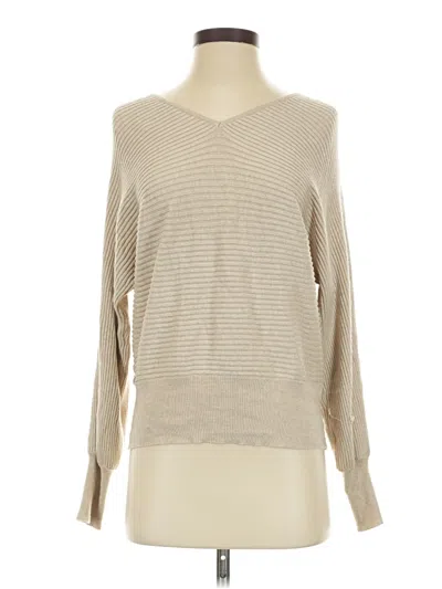 Pre-owned Hippie Rose Long Sleeve Top Tan Boatneck Tops
