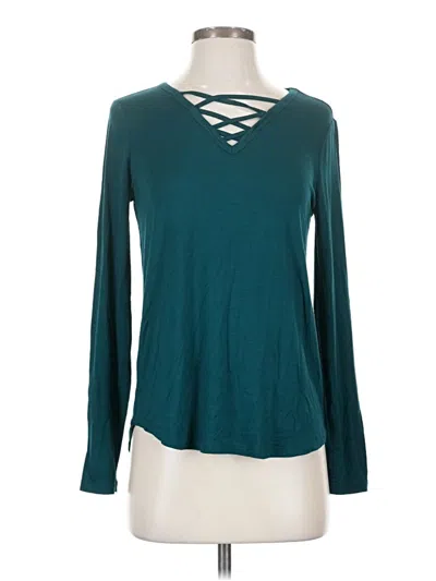 Pre-owned Hippie Rose Long Sleeve Top Teal Keyhole Neckline Tops