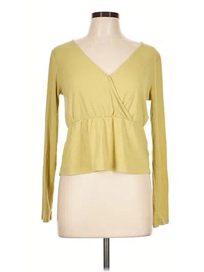 Pre-owned Hippie Rose Long Sleeve Top Yellow Plunge Neckline Tops