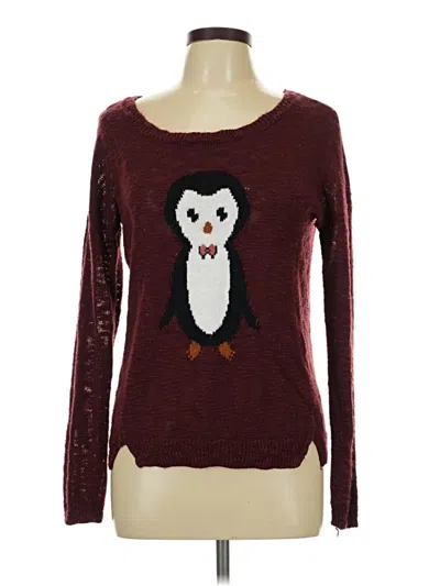 Pre-owned Hippie Rose Pullover Sweater In Burgundy