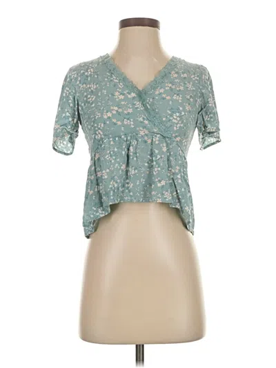 Pre-owned Hippie Rose Short Sleeve Blouse In Blue