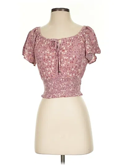 Pre-owned Hippie Rose Short Sleeve Blouse In Pink