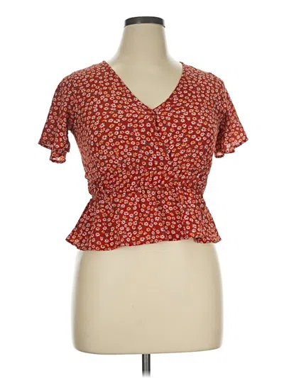 Pre-owned Hippie Rose Short Sleeve Blouse In Red