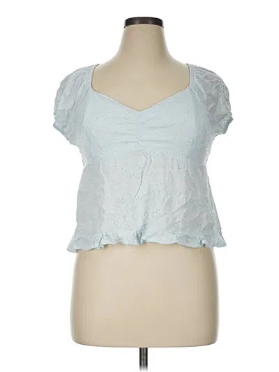 Pre-owned Hippie Rose Short Sleeve Top Blue Sweetheart Neckline Tops