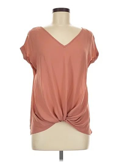 Pre-owned Hippie Rose Short Sleeve Top Brown Plunge Neckline Tops