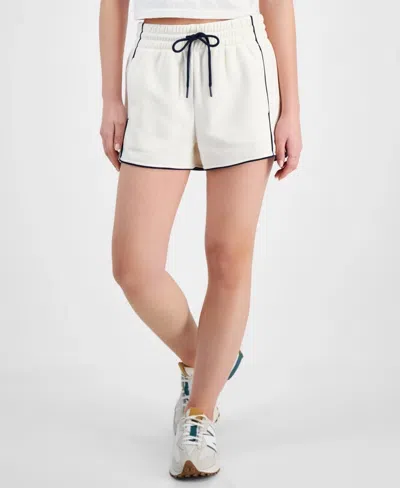 Hippie Rose Sweat Shorts Womens White Navy Cotton Drawstring Waist Pall432
