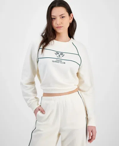 Hippie Rose Sweatshirt Women's White Graphic Fleece Crew Neck Pall426