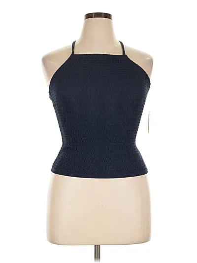 Hippie Rose Tank Top Blue Halter Neckline Tops