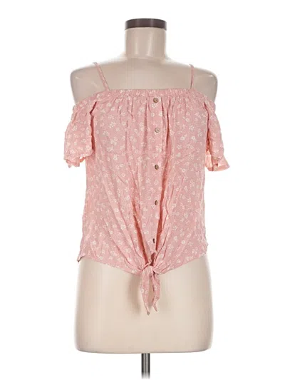 Hippie Rose Tank Top Pink Cold Shoulder Neckline Tops