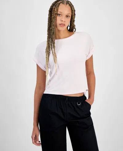Hippie Rose Tee Women's Tender Touch Cuffed Short Sleeve Crew Neck Pall595 In White