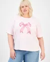 Hippie Rose Trendy Plus Crewneck Bow T-shirt
