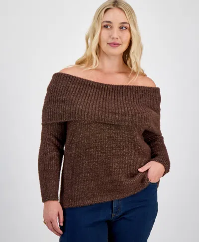 HIPPIE ROSE TRENDY PLUS SIZE OFF-THE-SHOULDER SWEATER