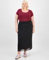 Hippie Rose Trendy Plus Size Pull-on Mesh Midi Skirt