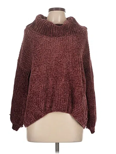 Pre-owned Hippie Rose Turtleneck Sweater In Burgundy