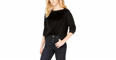 Hippie Rose Velvet Raglan Sweatshirt In Black Combo