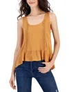 Hippie Rose Womens Crochet Peplum Tank Top In Multi
