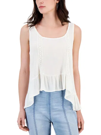 Hippie Rose Womens Crochet Peplum Tank Top In White