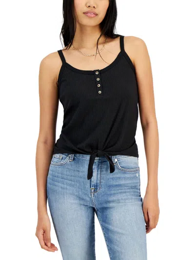 Hippie Rose Womens Side Tie Tank Halter Top In Black