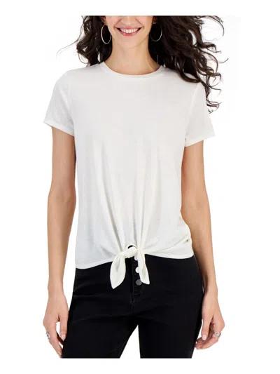 Hippie Rose Womens Solid Pullover Top In White