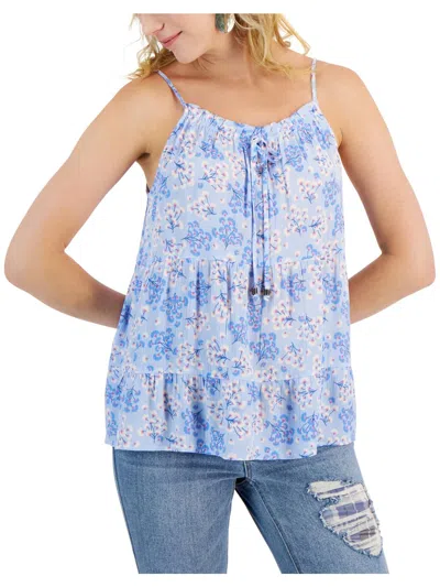 Hippie Rose Womens Tank Top Adjustable Halter Top In Blue