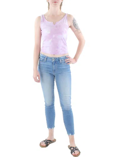 Hippie Rose Womens Tie-dye Ribbed Tank Top In Pink