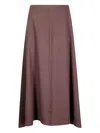 Hira Brown Flared Skirt In Heavy Fabric In Brown