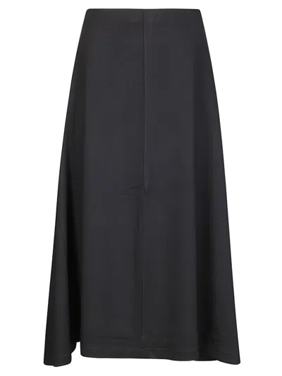 Hira Black Flared Skirt In Heavy Fabric In Blue
