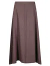 Hira Brown Flared Skirt In Heavy Fabric In Brown