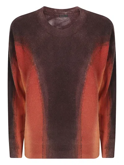 Hira Colorful Crew Neck Sweater In Orange