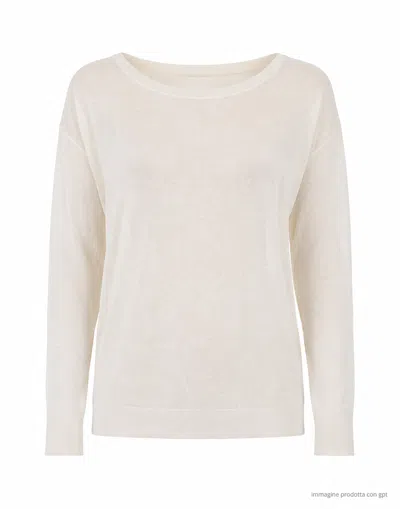 Hira Cream Boat-neck Silk Linen Blend Sweater In Multi