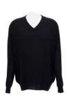 Hira V-neck Sweater With Ribbed Detailing And Relaxed Fit In Black