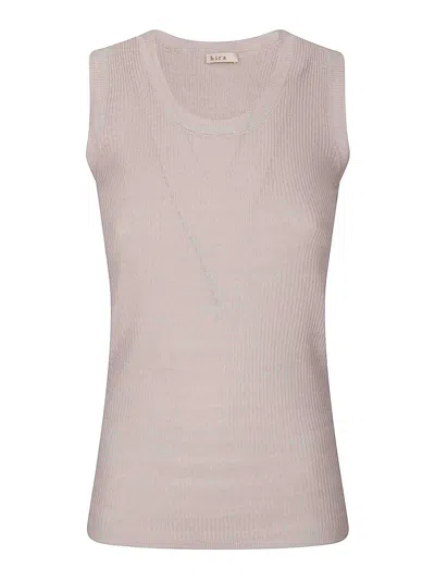 Hira Sleeveless Ribbed Tops In White