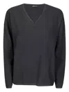 Hira Soft Sweater With V-neck In Black