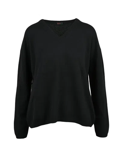 Hira V-neck Cashmere Pullover With Relaxed Fit In Black