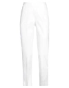 Hira Woman Pants White Size 2 Cotton, Elastane