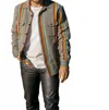 Hiroshi Kato The Brace Stripe Loose Weave Herringbone Button-up Shirt In Gray