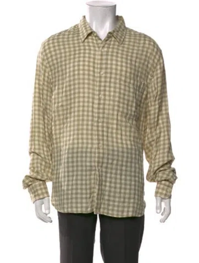 Pre-owned Hiroshi Kato Plaid Print Long Sleeve Dress Shirt In Neutrals
