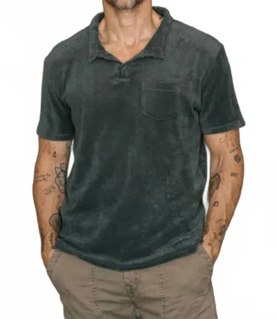 Hiroshi Kato Polo Organic Cotton Club Knit Shirt In Forest In Green