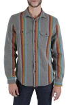 Hiroshi Kato The Brace Stripe Loose Weave Herringbone Button-up Shirt In Baja Gray