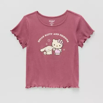 His International Little & Big Kid Girls Round Neck Short Sleeve Regular Fit Hello Kitty Cinnamoroll Graphic T-shirt In Pink