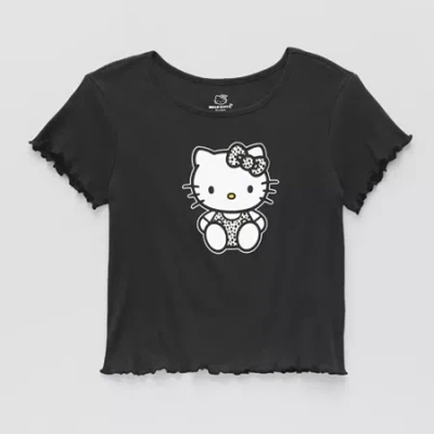 His International Little & Big Kid Girls Round Neck Short Sleeve Regular Fit Hello Kitty Graphic T-shirt In Black
